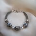 Silver Wire Wrapped Bracelet with Grey and White Marbleized Polymer Beads