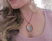 copper pink bird glass pendant - evacuation limited edition necklace