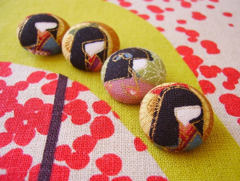 Fabric Buttons For Sewing, Knitting And Crafting, Little Kimono Girls