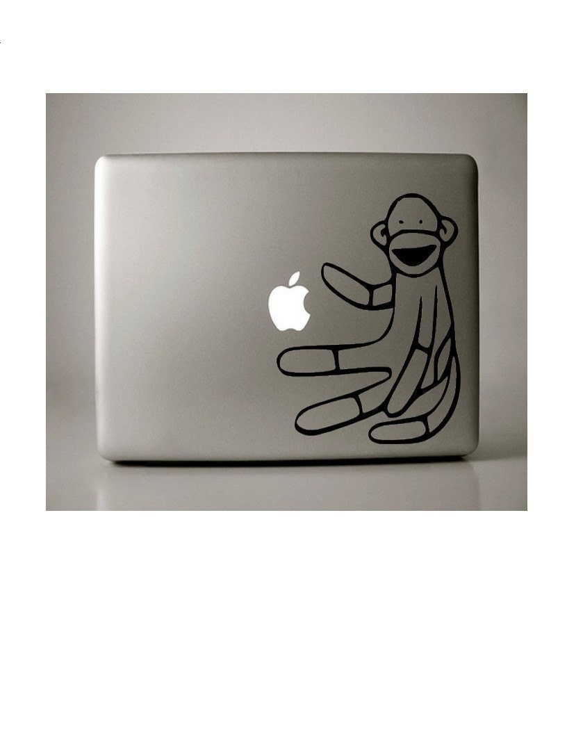 The Sock Monkey  meets Mac Vinyl Decal Sticker