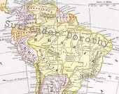 Antique South America Map Victorian Engraving 1889 Vintage Aquatint Cartography To Frame