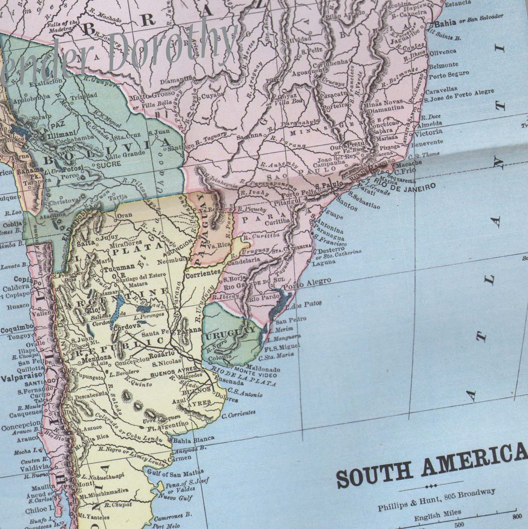 South America Map 1888 Vintage Victorian Antique Engraved Cartography Geography Art To Frame