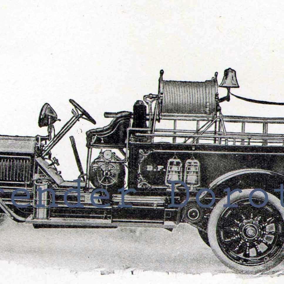 American LaFrance Fire Engine Vintage Illustration Two Roaring Twenties Views To Frame