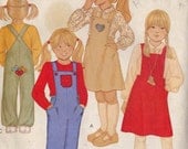 Vintage McCall's Pattern 6690 Girls Jumper And Overalls Size 7 1979 Kid's Play Clothing