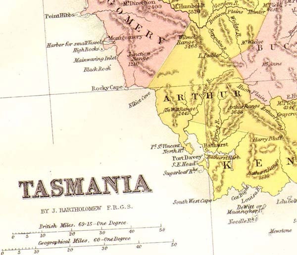 Tasmania Australia Map 1871 Vintage Victorian Lippencott Antique Copper Engraving Oceania Cartography To Frame