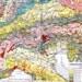 Alps Geology Map Vintage 1906 Brilliant Colored Antique European Cartography To Frame