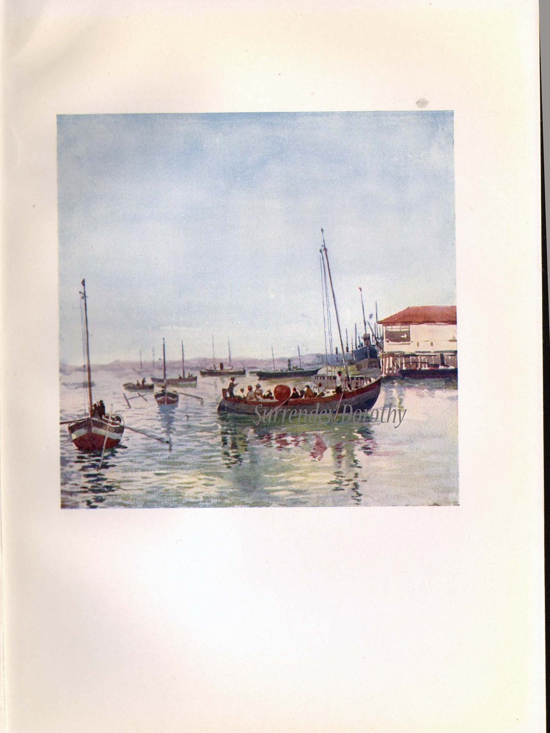 Fishing Boats Port Bahia Blanca Vintage Lithograph A S Forrest 1910 Buenos Aires Argentina