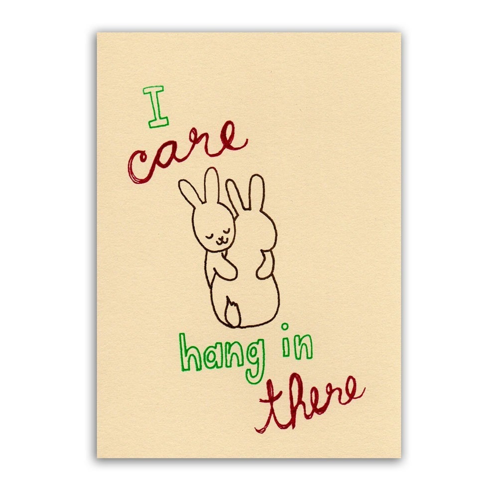 I Care Hang in There Bunny Gocco Print - Tea Color