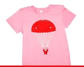 SALE - Parachuting Owl - T-Shirt  American Apparel - Adult SIZE SMALL