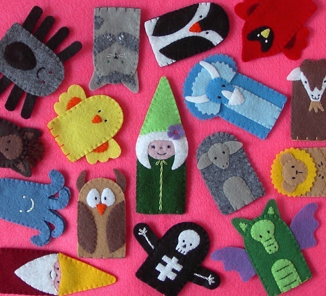 Felt Finger Puppets Set of 10 - Stitched to Order