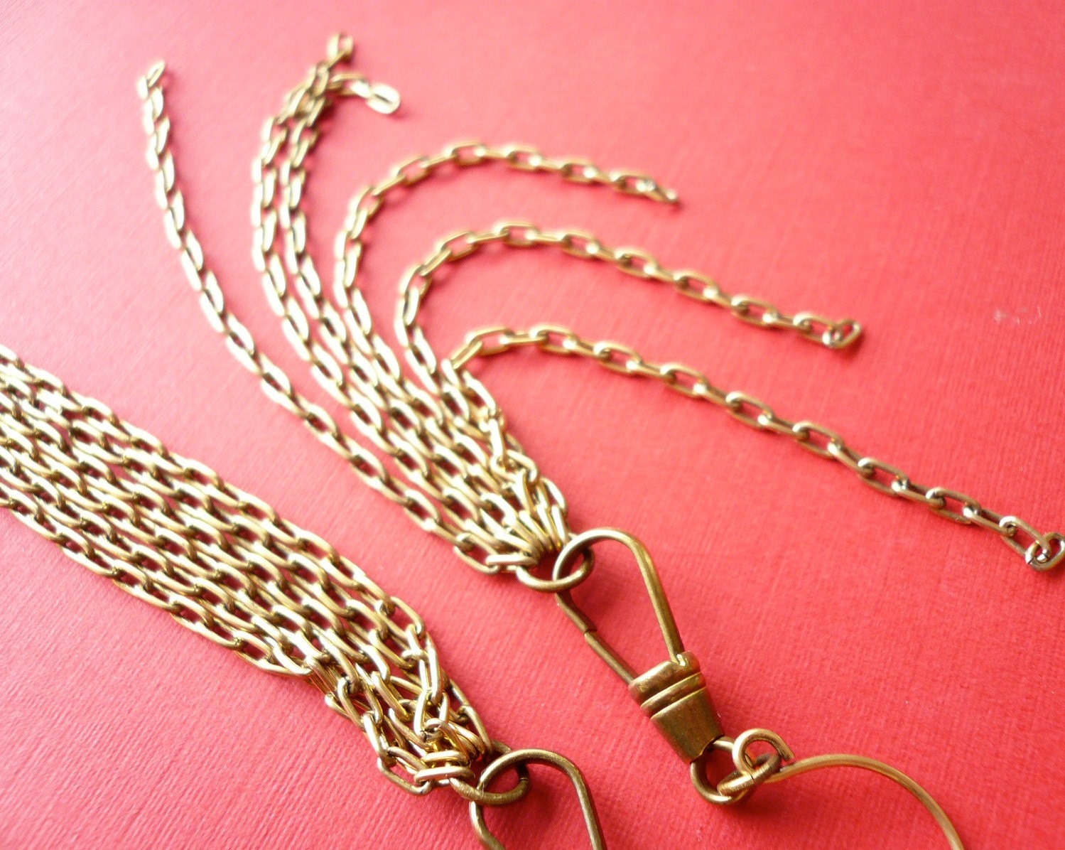 Vintage Brass Fob Tassel Earrings - Long