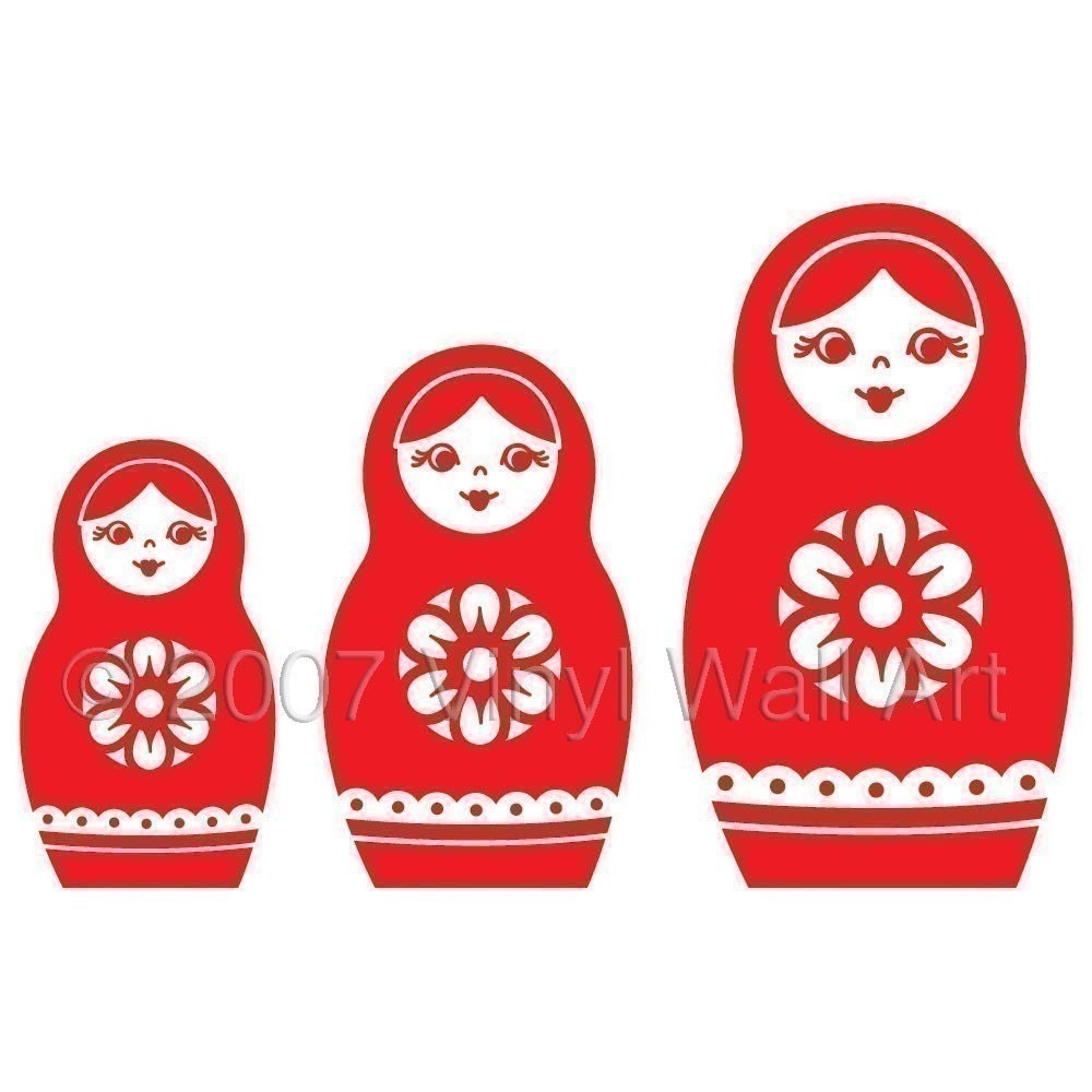 Vinyl Wall Decal Nesting Dolls (Set of 3) LARGE