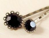 Crystal Hair Pins : Black Diamond