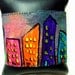 Painted and Stitched Canvas Cuff Bracelet - Cityscape