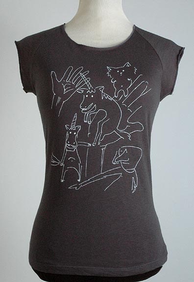Unicorn and Friends T-shirt by honeybear, cute asphalt raglan soft tee tshirt, women