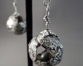 Moon Crater Pod Layered Fine Silver Earrings Artisan