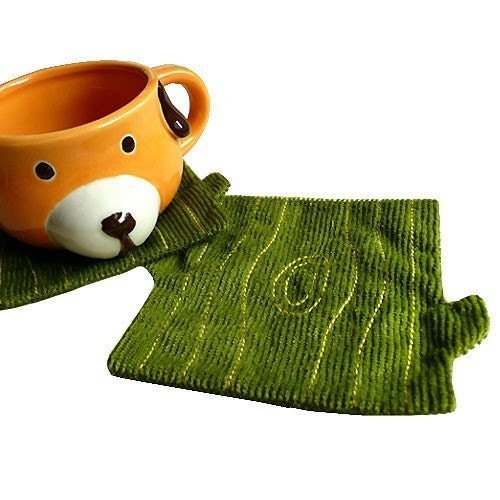 Coasters - Tree Trunk Coaster Pair (Olive Green)