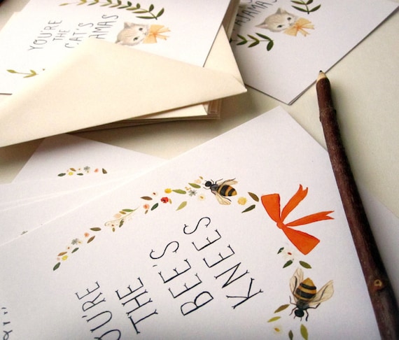 Postcard Set: Bee's Knees & Cat's Pajamas