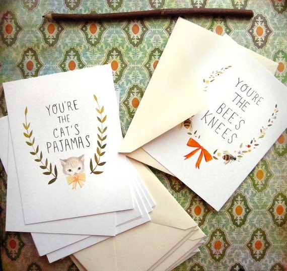 Postcard Set: Bee's Knees & Cat's Pajamas