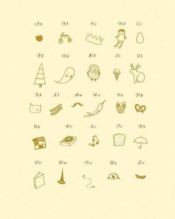 The Black Apple's ABC - Alphabet Print 8x10