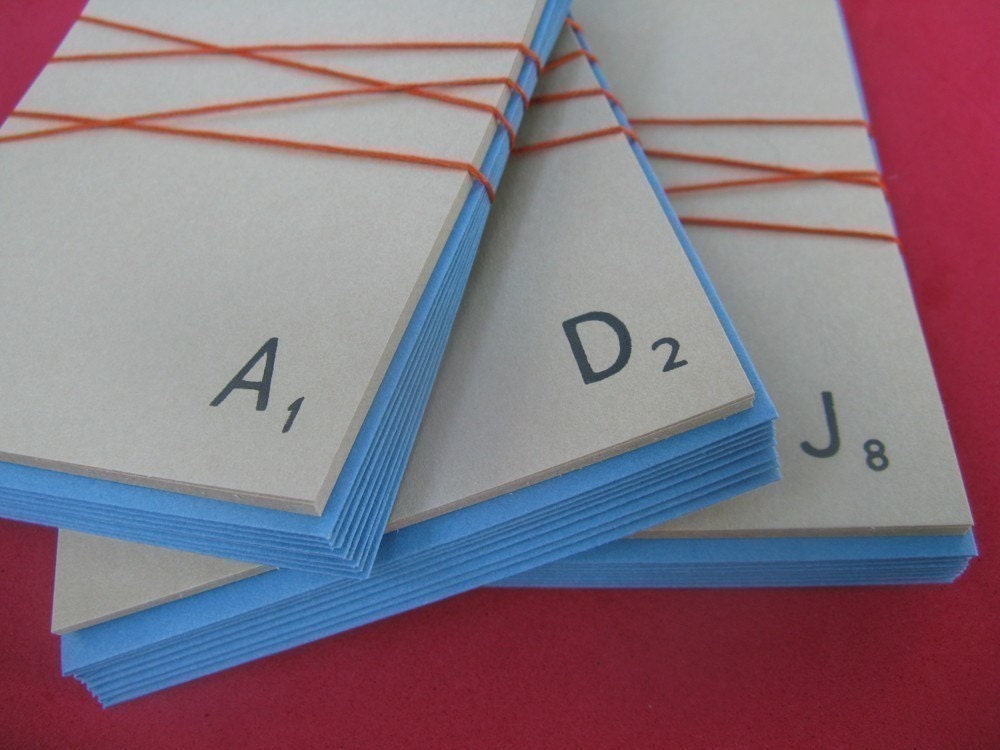 10 pack- personalized Gocco screenprinted scrabble notes