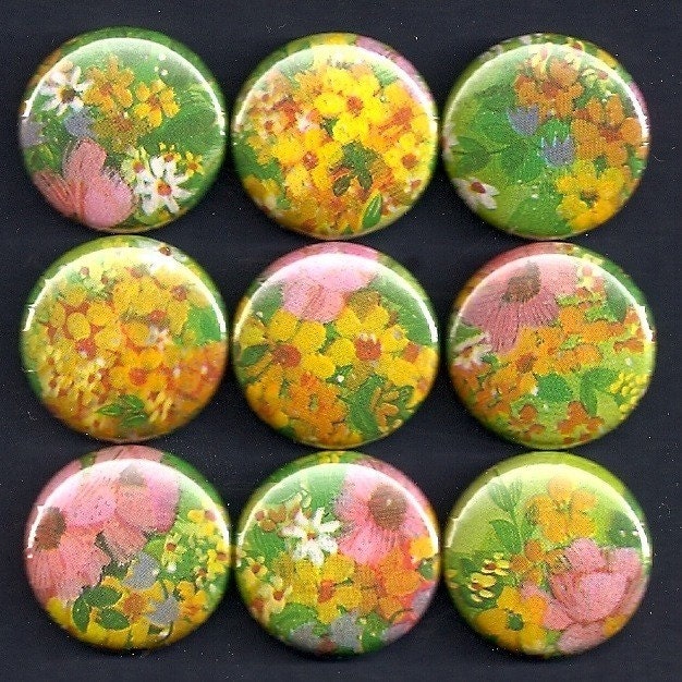 One Inch Magnet Set - 1970s Flowers