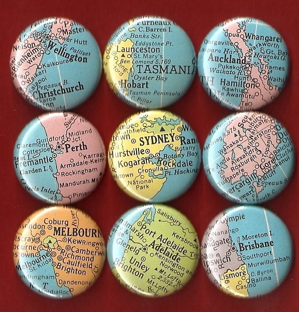 One Inch Magnet Set - Australia Map - One-of-a-kind Set