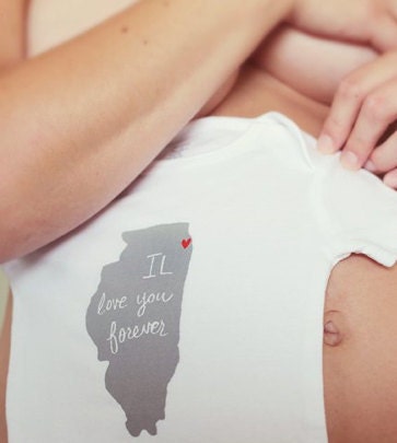 IL love you forever (Chicago Love) Screenprinted Baby Onesie FREE SHIPPING