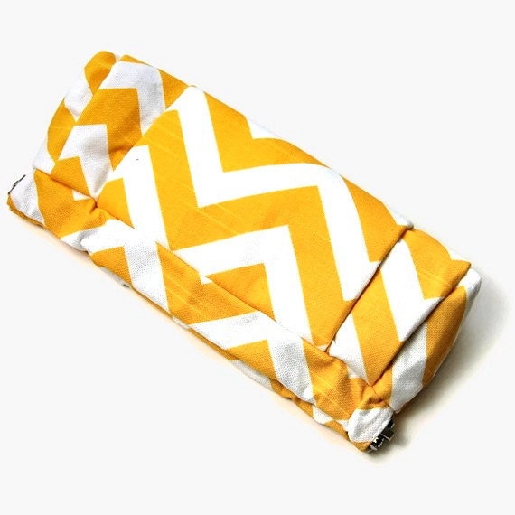 The FLEUR Clutch in yellow and white chevron stripe. SALE