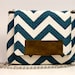 MAROL Cross body in teal and cream chevron with olive green leather