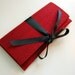 THE ALEXIS Clutch in rich red silk and black bow