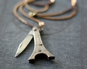 Vintage Eiffel Tower Figural Souvenir Pocket Knife Necklace - Rare Limited Edition
