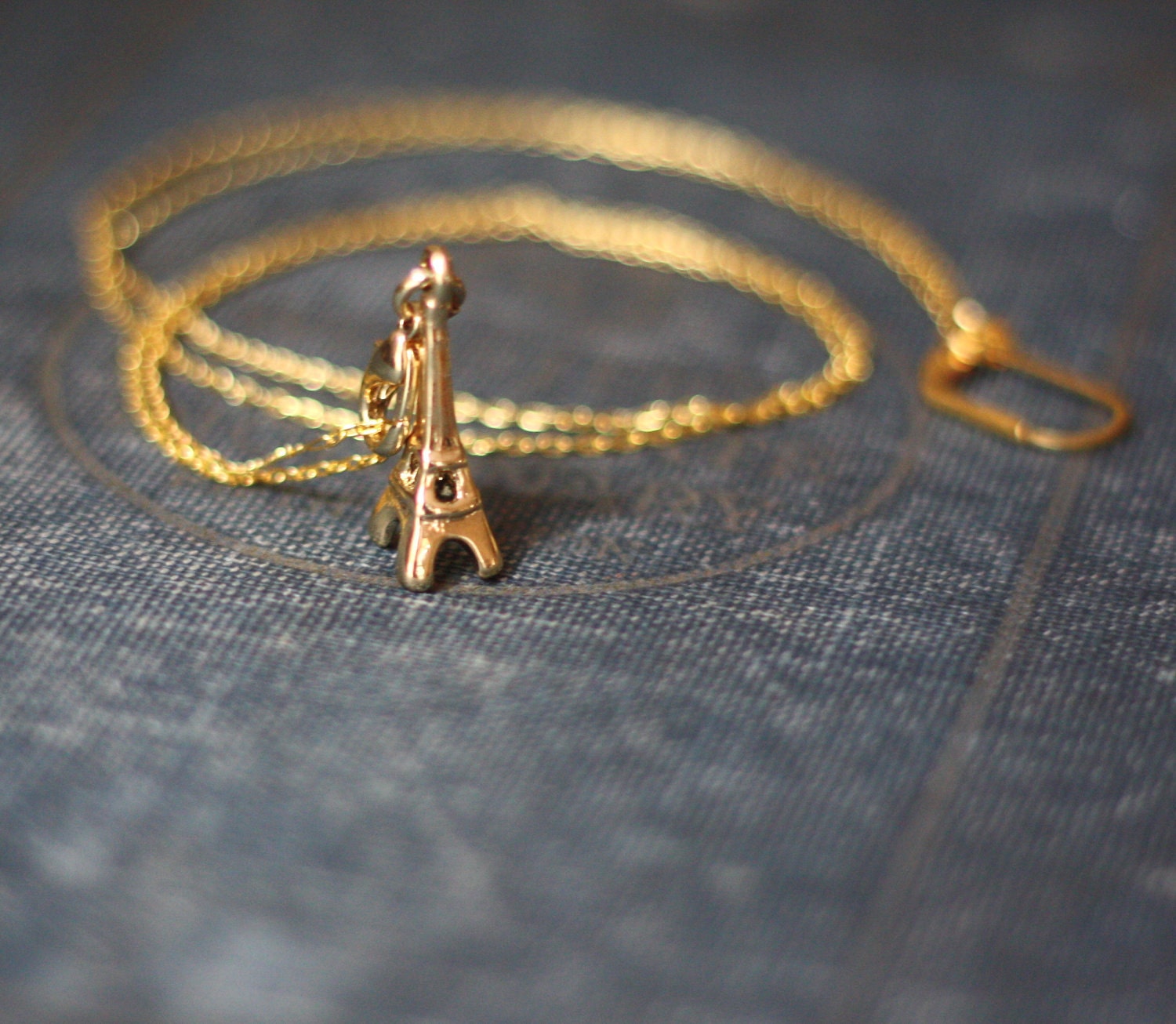 Golden Eiffel Tower Necklace