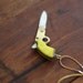 Gun Pocket Knife Necklace Brass Pistol with Yellow Bakelite Handle