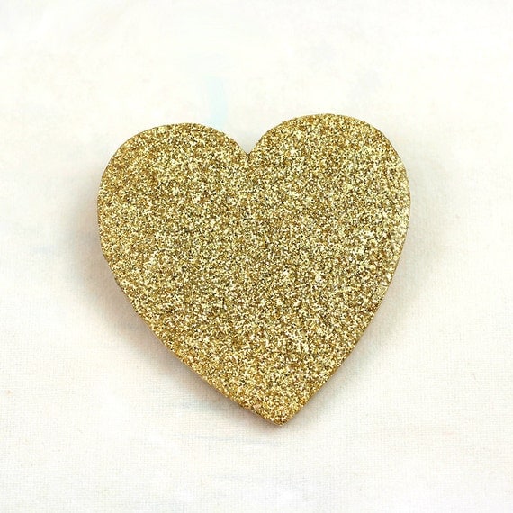 Gold Glitter Heart Pin