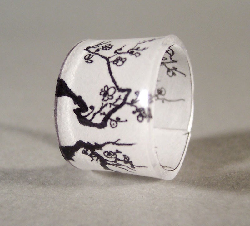 Cherry Blossom Ring 3 Branches, Handmade Plastic Ring