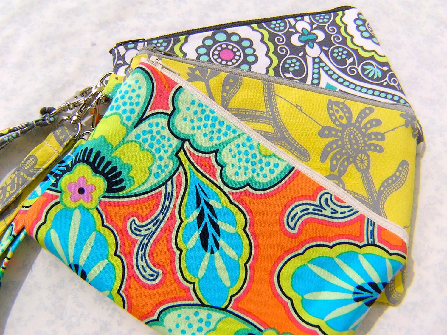 PICK 3 WEDDING CLUTCHES, gift pouch,  pick your fabrics, custom made, bridesmaids,