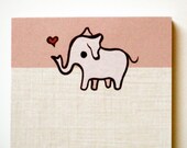 Pink ELEPHANT NOTEPAD by boygirlparty - retro kawaii animal note pad memo paper stationery