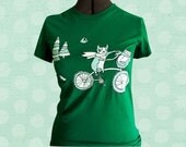 Animal Bike Basket T-shirt, Green bicycle shirt mens womens - bike cycling tshirt summer
