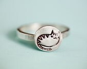 silver CAT RING - eco friendly sterling silver jewelry - cat jewelry - stacking ring gift cat animal lover