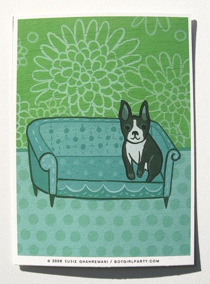 BOSTON TERRIER art print by Susie Ghahremani, dog artwork giclee reproduction