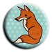 FOX pocket mirror - red fox woodland forest animal - sky blue polka dots - travel accessory compact