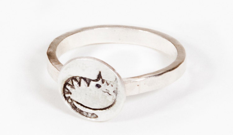 silver CAT RING - eco friendly sterling silver jewelry - cat jewelry - stacking ring gift cat animal lover
