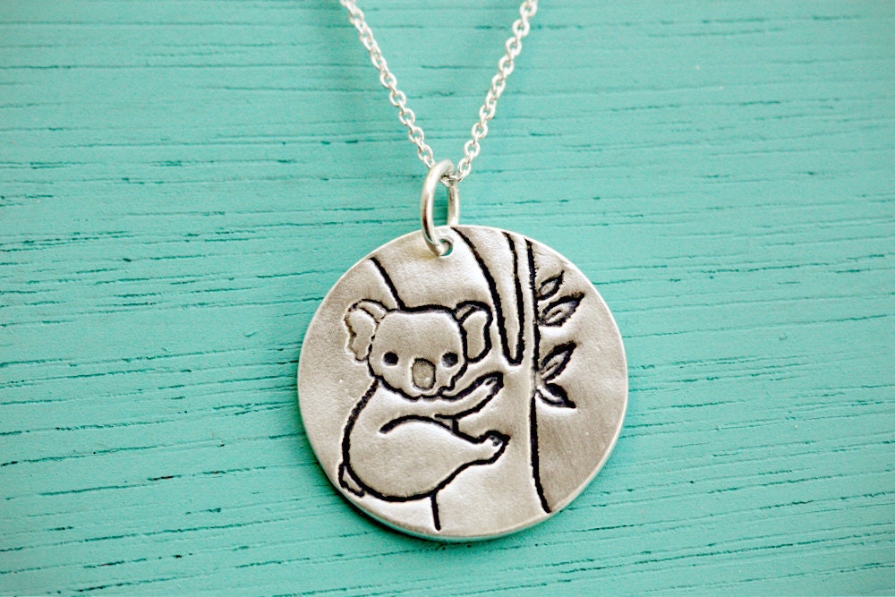 KOALA NECKLACE original silver koala pendant with cute koala bear artwork by boygirlparty