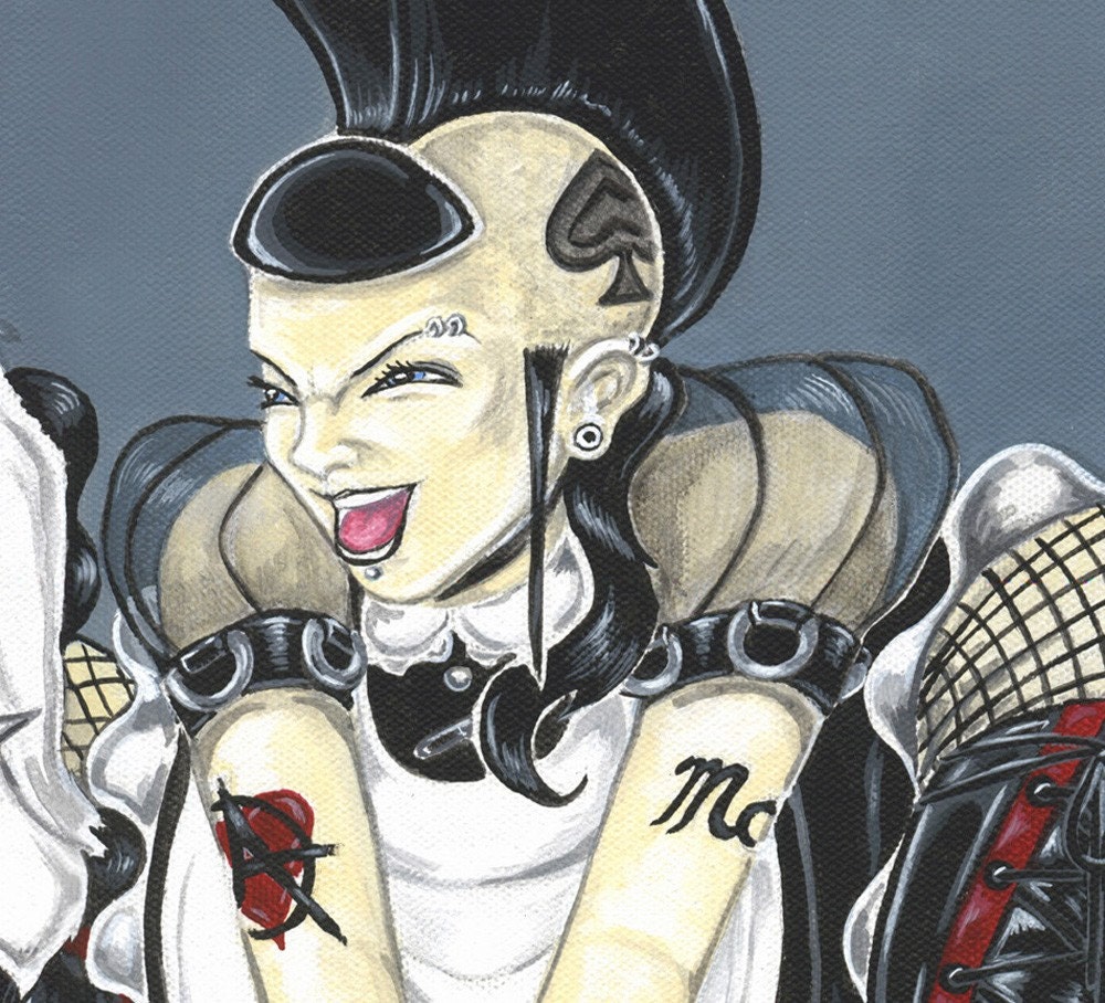 Punk Alice and White Rabbit 5x7 Art Print