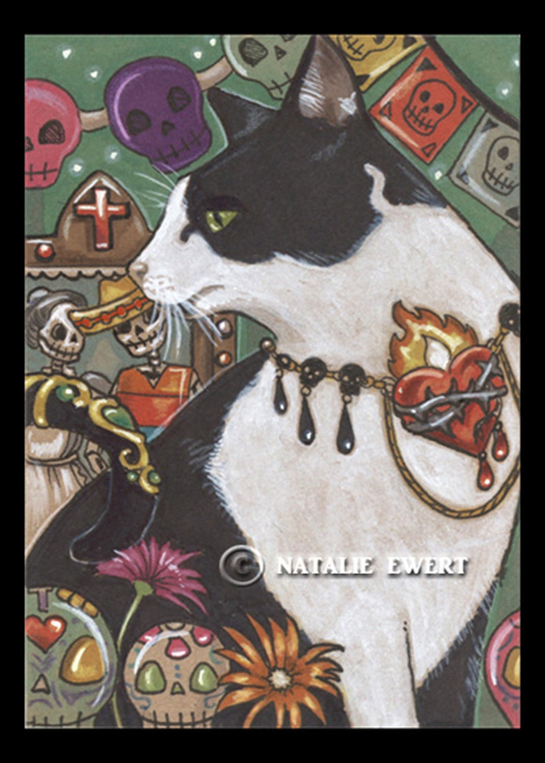 Bejeweled Cat 48 Art Print (5x7 size)