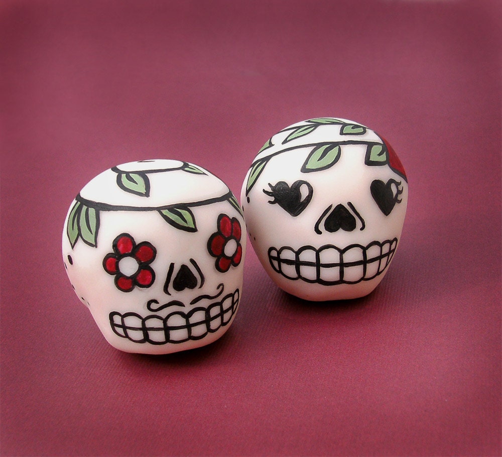 CUSTOM Lady and Gentleman Calavares Clay Sugar Skull Set-YOU Pick The Colors