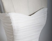 Chloe - Sweetheart Strapless Tiered Long Eco Friendly Wedding Dress - Off White Chiffon over Ivory Organic Cotton