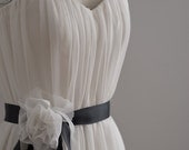 Emily - Eco Friendly Strapless Sweetheart Long Wedding Dress - Off White Chiffon over Ivory Organic Cotton - RaiAlexander