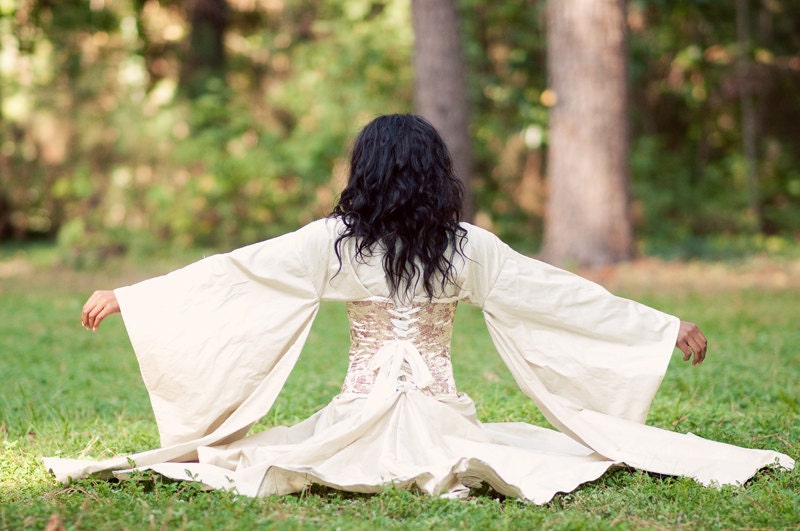 Silk Kimono and Corset set Alternate Wedding Dress Boho Wedding Offbeat Bride
